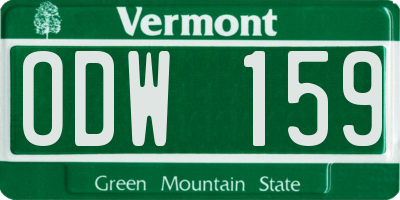 VT license plate ODW159