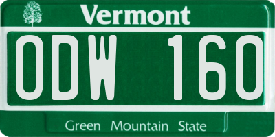 VT license plate ODW160
