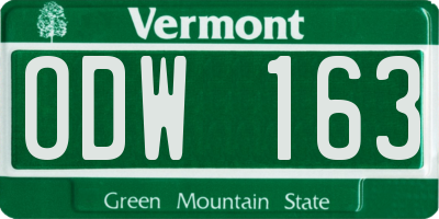 VT license plate ODW163
