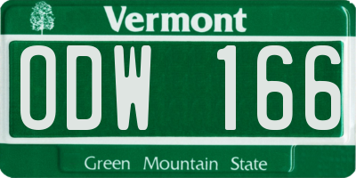VT license plate ODW166