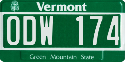 VT license plate ODW174