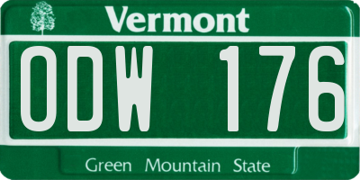 VT license plate ODW176