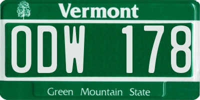 VT license plate ODW178