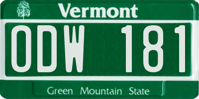 VT license plate ODW181