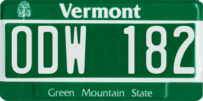 VT license plate ODW182