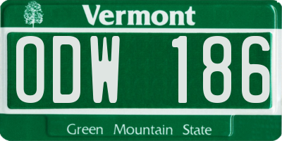 VT license plate ODW186