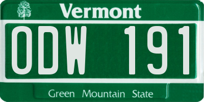 VT license plate ODW191