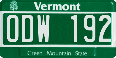 VT license plate ODW192