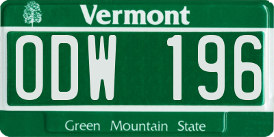 VT license plate ODW196