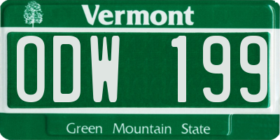 VT license plate ODW199