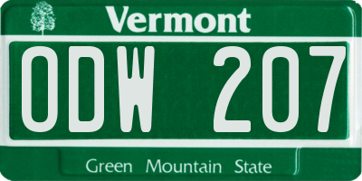 VT license plate ODW207