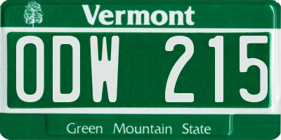 VT license plate ODW215