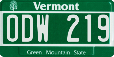 VT license plate ODW219