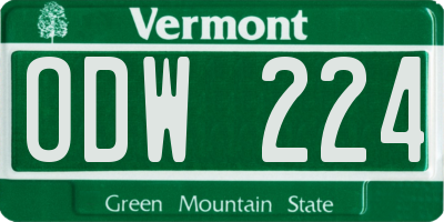 VT license plate ODW224