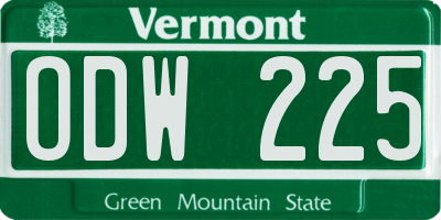VT license plate ODW225