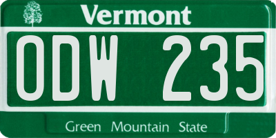 VT license plate ODW235