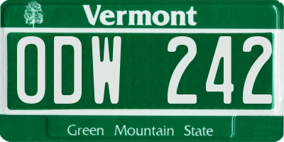 VT license plate ODW242