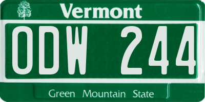 VT license plate ODW244