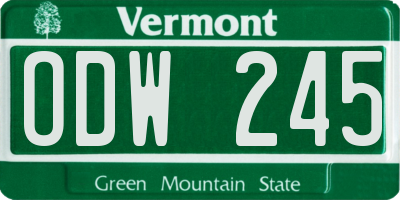 VT license plate ODW245