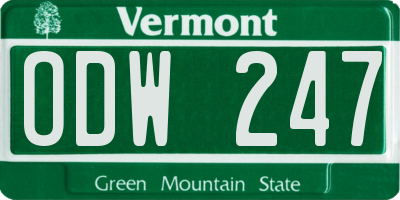 VT license plate ODW247
