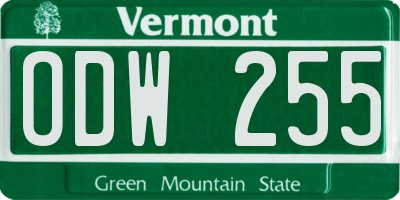 VT license plate ODW255