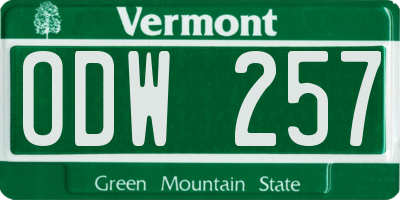 VT license plate ODW257