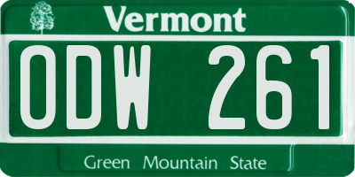 VT license plate ODW261