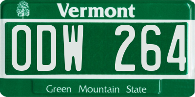 VT license plate ODW264