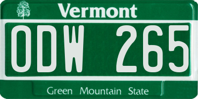 VT license plate ODW265