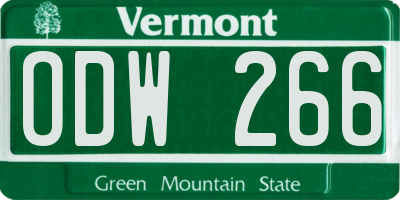 VT license plate ODW266