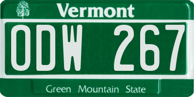 VT license plate ODW267