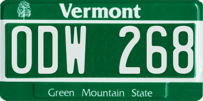 VT license plate ODW268