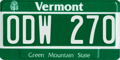 VT license plate ODW270