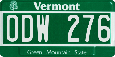 VT license plate ODW276