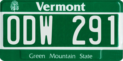 VT license plate ODW291