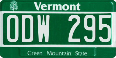 VT license plate ODW295