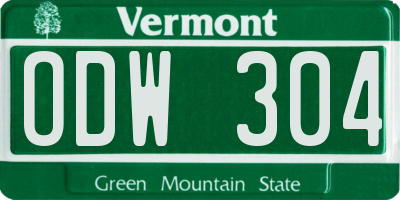 VT license plate ODW304
