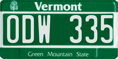 VT license plate ODW335