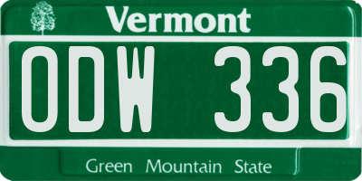 VT license plate ODW336