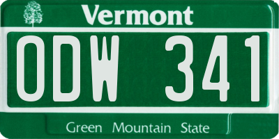 VT license plate ODW341