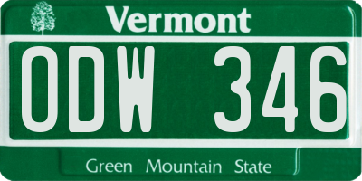 VT license plate ODW346