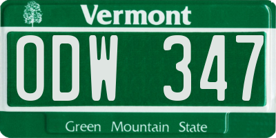 VT license plate ODW347