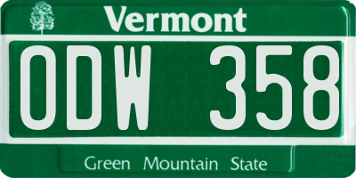 VT license plate ODW358