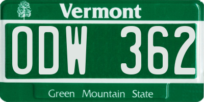 VT license plate ODW362