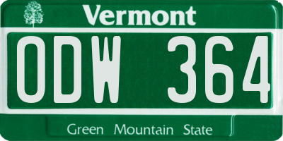 VT license plate ODW364