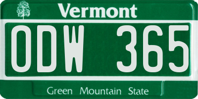 VT license plate ODW365