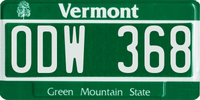 VT license plate ODW368