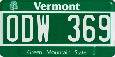 VT license plate ODW369
