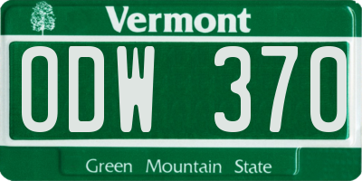 VT license plate ODW370