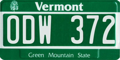 VT license plate ODW372